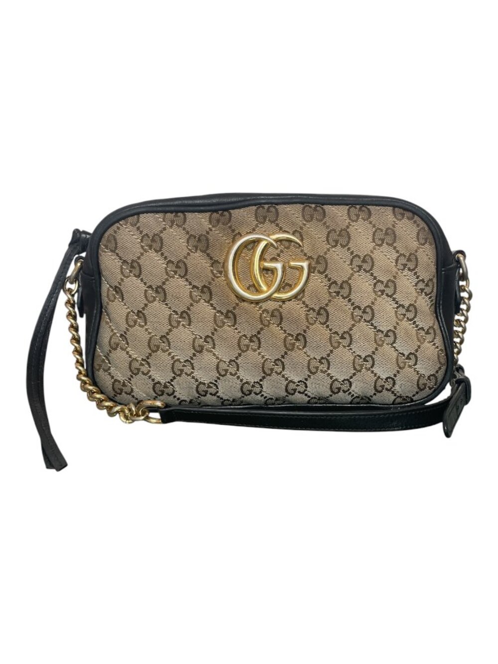 GUCCI GG Logo Canvas Monogram Marmont Matelasse Small Camera Crossbody Purse Bag